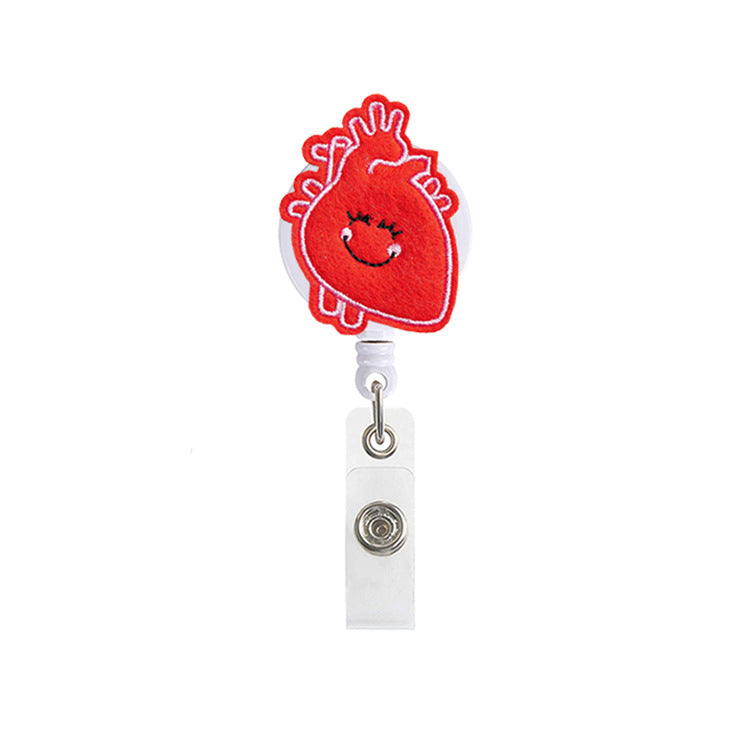 Wholesale ABS Nurse Felt Easy Pull Button Keychain